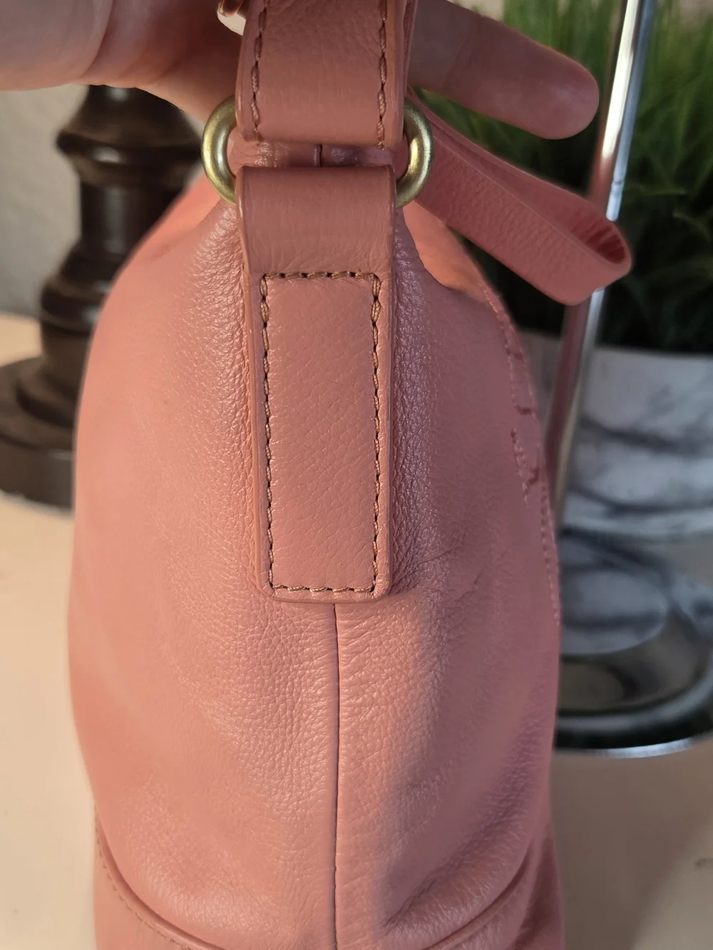 See By Chloe Embroidered Logo Pink Leather Shoulder Bag Satchel Hobo Handbag